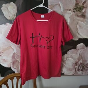 Women's Red Graphic Tee - Faith Hope Love